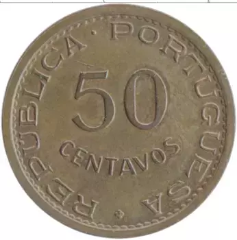 Монета 50 сентаво Мозамбика 1974 года Бронза