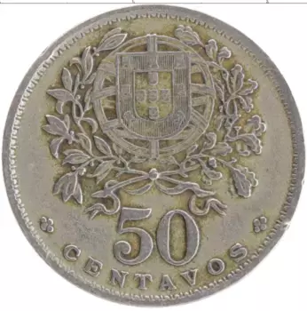 Монета 50 сентаво Португалии 1952 года Медно-никель