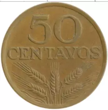 Монета 50 сентаво Португалии 1974 года Бронза