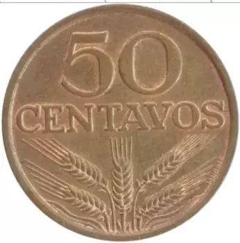 Монета 50 сентаво Португалии 1978 года Бронза