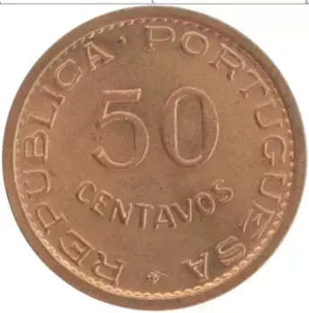 Монета 50 сентаво Тимора 1970 года Медь
