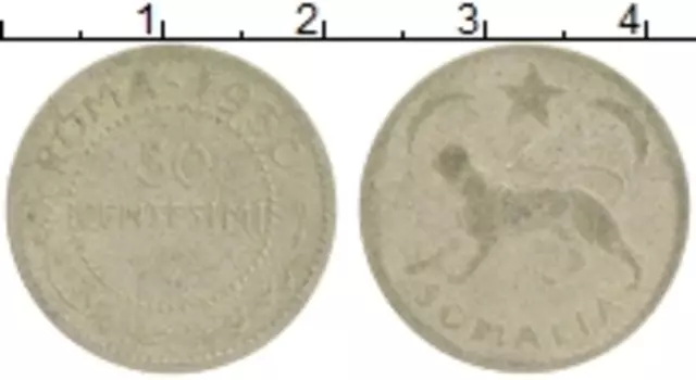Монета 50 сентесим Сомали 1950 года Серебро