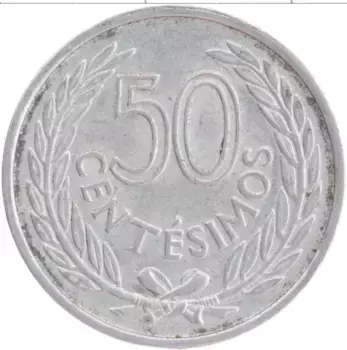 Монета 50 сентесим Уругвая 1965 года Алюминий