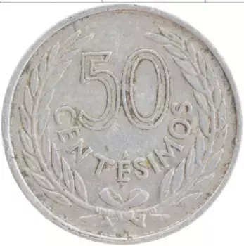 Монета 50 сентесим Уругвая 1965 года Алюминий