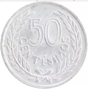 Монета 50 сентесим Уругвая 1965 года Алюминий