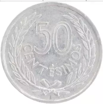 Монета 50 сентесим Уругвая 1965 года Алюминий Хосе Артигас