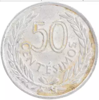 Монета 50 сентесим Уругвая 1965 года Алюминий