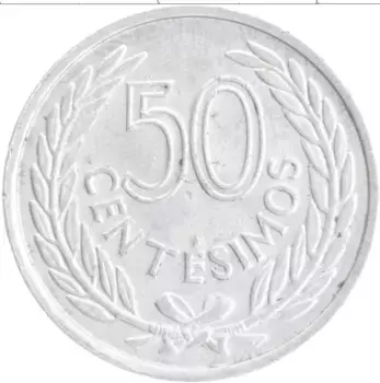 Монета 50 сентесим Уругвая 1965 года Алюминий