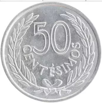 Монета 50 сентесим Уругвая 1965 года Алюминий Хосе Артигас