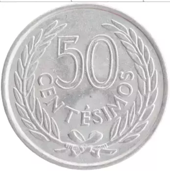 Монета 50 сентесим Уругвая 1965 года Алюминий Артигас