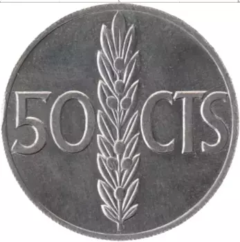 Монета 50 сентим Испании 1966 года Алюминий Франсиско Франко