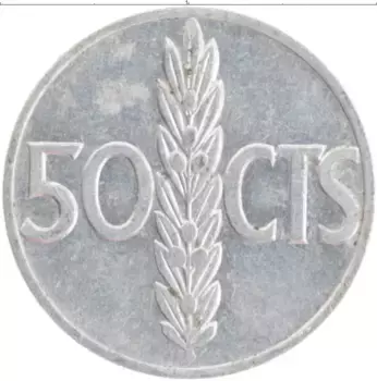 Монета 50 сентим Испании 1966 года Алюминий Франциско Франко