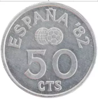 Монета 50 сентим Испании 1980 года Алюминий Хуан Карлос I