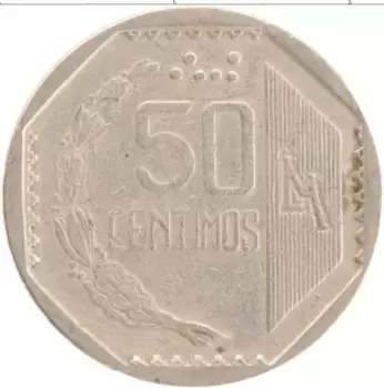 Монета 50 сентим Перу 1996 года Медно-никель