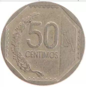 Монета 50 сентим Перу 2003 года Медно-никель