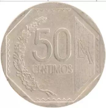 Монета 50 сентим Перу 2007 года Медно-никель