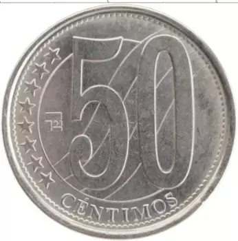 Монета 50 сентим Венесуэлы 2007 года Медно-никель