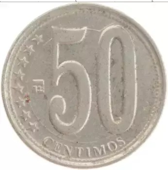 Монета 50 сентим Венесуэлы 2009 года Медно-никель