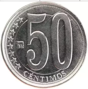 Монета 50 сентим Венесуэлы 2012 года Медно-никель