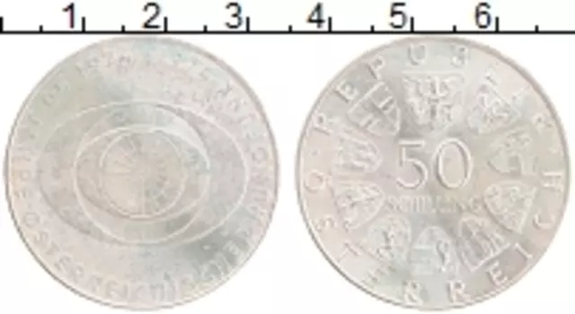 Монета 50 шиллингов Австрии 1974 года Серебро 50 лет Австрийскому телевидинью