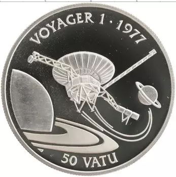 Монета 50 вату Вануату 1992 года Серебро Вояджер-1