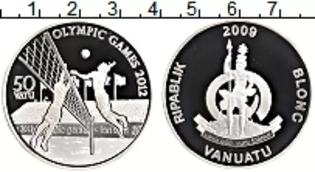 Монета 50 вату Вануату 2009 года Серебро XXX Летние олимпийские игры в Лондоне 2012