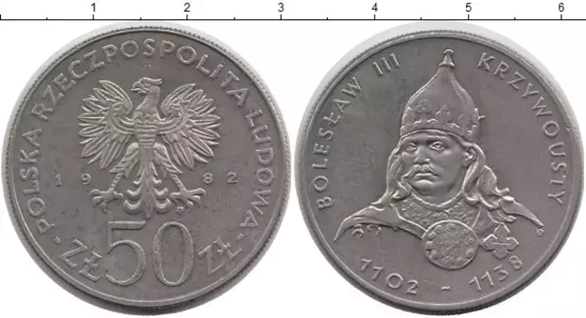 Монета 50 злотых Польши 1982 года Медно-никель Болеслав III Кривоустый