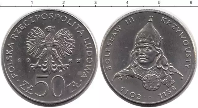 Монета 50 злотых Польши 1982 года Медно-никель Болеслав III Кривоустый