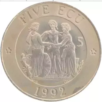 Монета 5 экю Англии 1992 года Медно-никель UNUSUAL