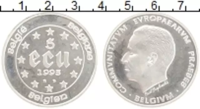 Монета 5 экю Бельгии 1993 года Серебро Объединение Европы