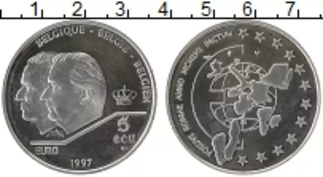 Монета 5 экю Бельгии 1997 года Серебро UNUSUAL