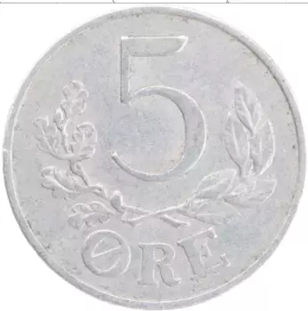 Монета 5 эре Дании 1941 года Алюминий Фредерик IX
