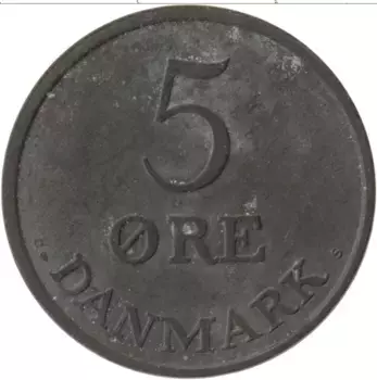 Монета 5 эре Дании 1957 года Цинк Фредерик IX