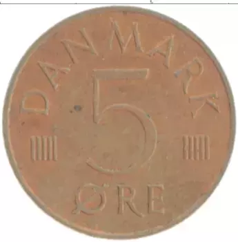 Монета 5 эре Дании 1975 года Бронза Маргрете II