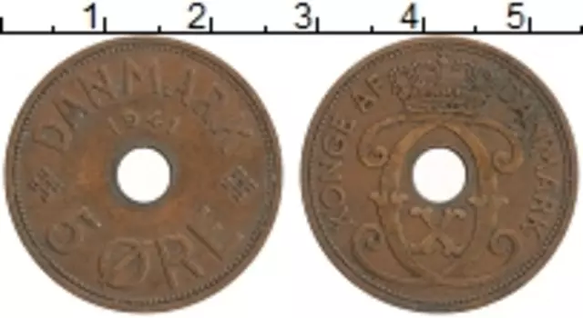Монета 5 эре Фарерских островов 1941 года Бронза Кристиан Х