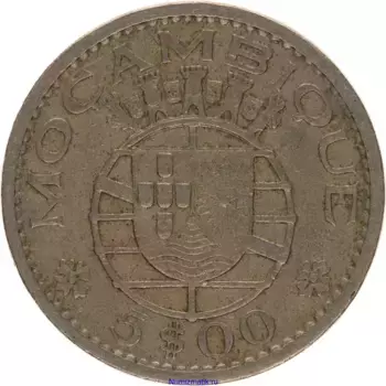 Монета 5 эскудо Мозамбика 1971 года Медно-никель