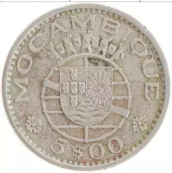 Монета 5 эскудо Мозамбика 1973 года Медно-никель