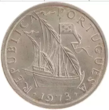 Монета 5 эскудо Португалии 1973 года Медно-никель