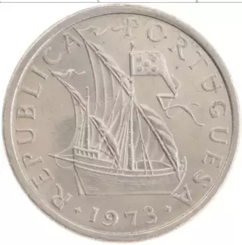 Монета 5 эскудо Португалии 1973 года Медно-никель