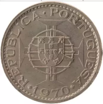 Монета 5 эскудо Тимора 1970 года Медно-никель Португальская колония