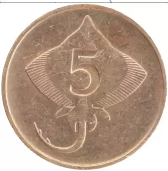 Монета 5 аурар Исландии 1981 года Бронза