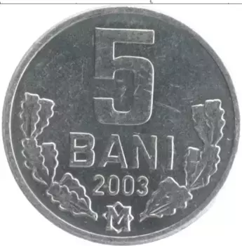 Монета 5 бани Молдавии 2003 года Алюминий