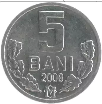 Монета 5 бани Молдавии 2008 года Алюминий