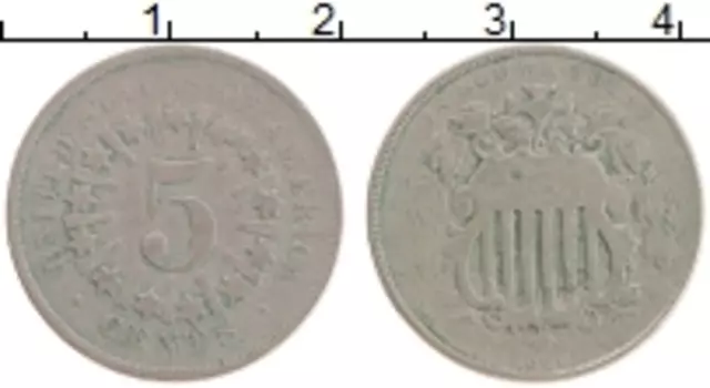 Монета 5 центов Америки 1866 года Медно-никель