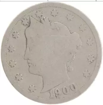 Монета 5 центов Америки 1900 года Медно-никель