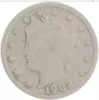 Монета 5 центов Америки 1902 года Медно-никель