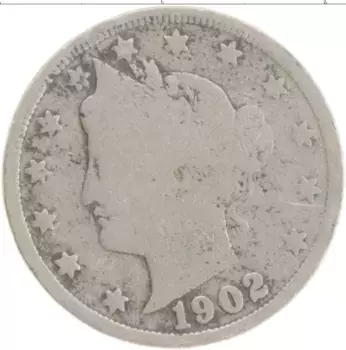 Монета 5 центов Америки 1902 года Медно-никель