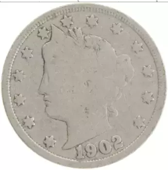 Монета 5 центов Америки 1902 года Медно-никель