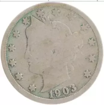 Монета 5 центов Америки 1903 года Медно-никель