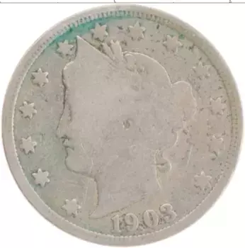 Монета 5 центов Америки 1903 года Медно-никель
